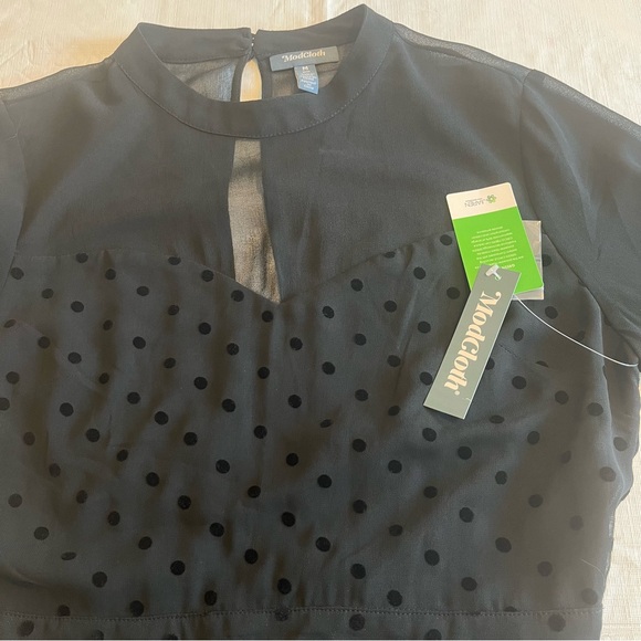 Modcloth On The Eve Of Elegance Dress Polka Dot Cocktail Dress Black Open Back - Picture 4 of 16